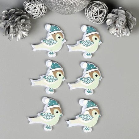 Decor for creativity wood, felt "Voroshushki in a hat" set of 6 pcs 4.2x4.2 cm