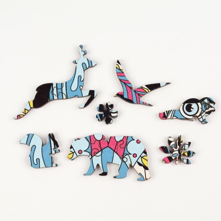 Puzzle wooden figured "raccoon", in the frame-6