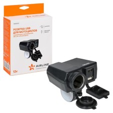 USB socket for AIRLINE motorcycles, with a voltmeter and cigarette lighter, 5V, 2.1a+2.1a