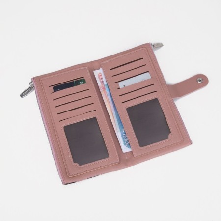 Women's wallet on the button, pink color-4
