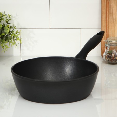Hope pan, d = 24 cm, h = 7.4 cm, plastic handle, anti -stick coating, black color-7