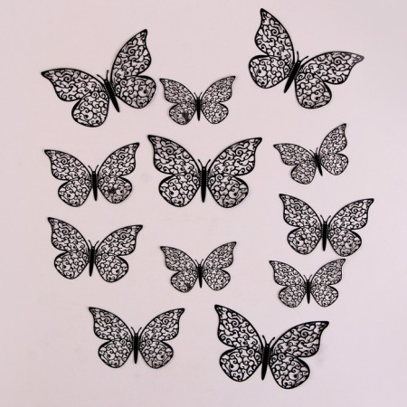Set for decorating "Butterflies", 12 pieces, black color
