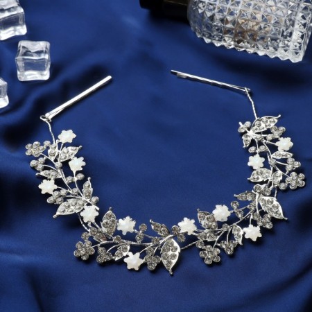 Hair accessory "Berta" (with invisible) butterflies flowers, 23.5 cm, silver-white