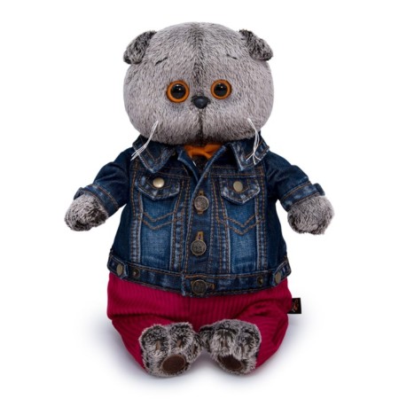 Soft toy "Basik in a jeans jacket and raspberry pants", 25 cm-4