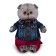 Soft toy "Basik in a jeans jacket and raspberry pants", 25 cm