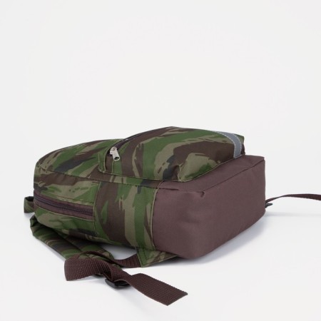 Baby backpack with zipper, external pocket, reflective strip, khaki color/camouflage-2