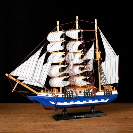 The ship souvenir medium "Spanola", the sides of white and blue, white sails, 43x39 x 9 cm-1