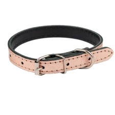 Collar leather two-layer, width 1.5 cm, Osh 27-37 cm, pink