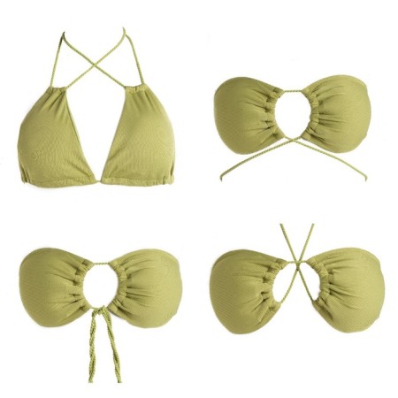 Separate Minaku swimsuit with ties is green color, size 48-10