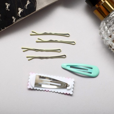 Invisible hair "Marlene" (set 10 pcs) 5 cm, green-2