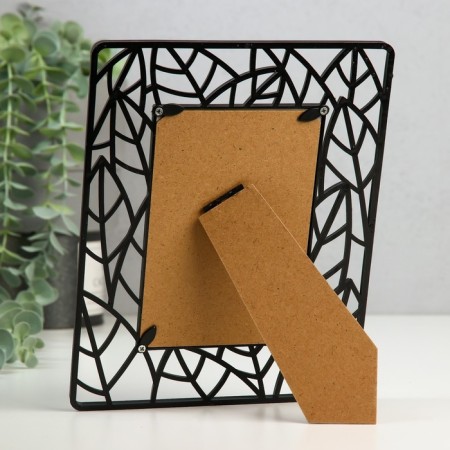 Photo frame plastic 10x15 cm "leaves" black 18x23 cm-3