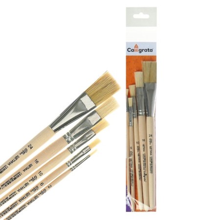 Set of brushes bristles 5 pieces, calligrata (flat No.: 2, 6, 10, 16, 24), wooden handle-4