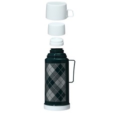 Thermos 1 l, with a glass flask, retains heat 8 hours, 12 x 28 cm, green