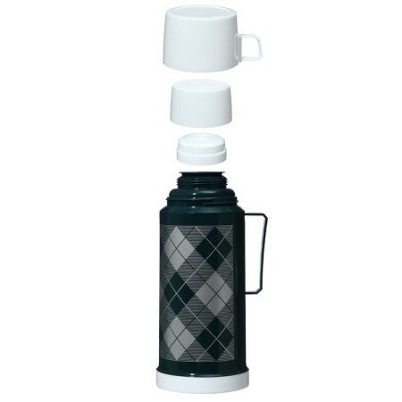 Thermos 1 l, with a glass flask, retains heat 8 hours, 12 x 28 cm, green