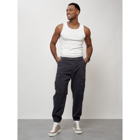 Cargo jeans men, size 44-46, dark gray color-1