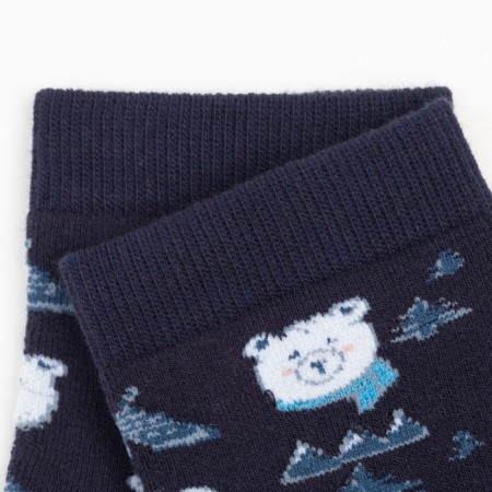 Women's terry socks "bears", dark blue color, size 23-25-2