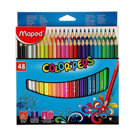 Three -sided pencils, 48 ​​colors, Maped Color Peps, shockproof stiffle