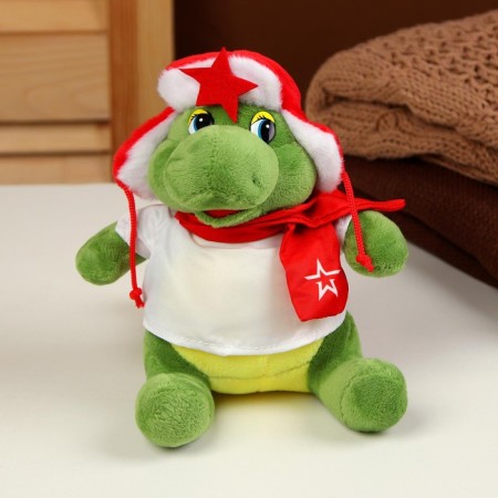 Soft toy "Dragon", in a head-hat with a star, 17 cm, green color-1