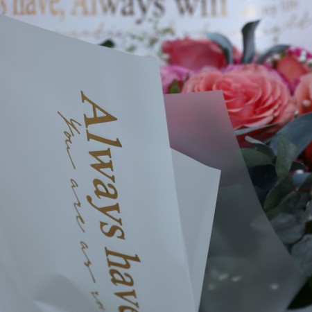 Flower film packaging with embossing "Always", 50 x 57 cm-9