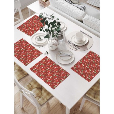Set of napkins for setting the table "Grandfather Frost with gifts", rectangular, size 32x46 cm, 4 pcs
