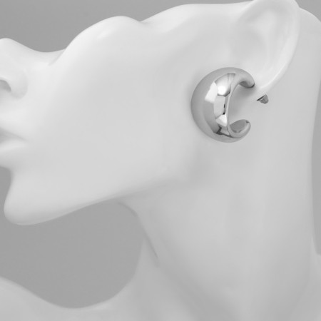 Earrings plastic "Circle" halo mini, color silver-3
