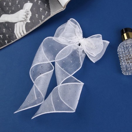 Hair clip "Schoolgirl" bow point, 12x30 cm, white-1