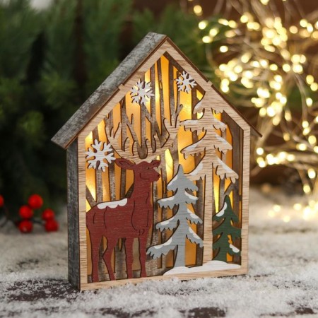 Figure New Year light "Deer in the snow forest" 17.5x20 cm-2