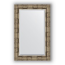 Mirror with fatset in the baguette frame - silver bamboo 73 mm, 53 x 83 cm, EvoForm