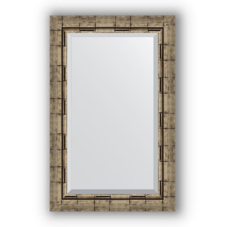 Mirror with fatset in the baguette frame - silver bamboo 73 mm, 53 x 83 cm, EvoForm