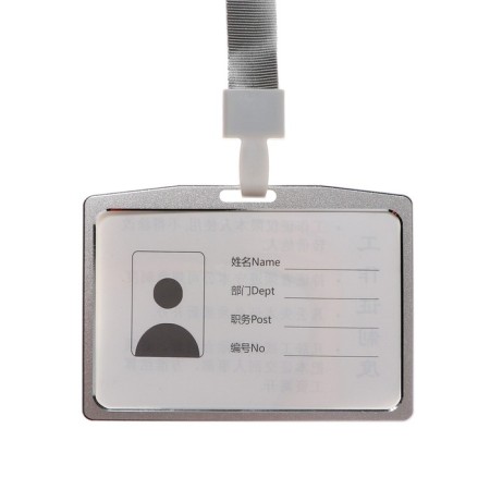 Horizontal badge carman (external 105 x 75mm), internal 97 x 66 mm, metal, silver, tape 40 cm
