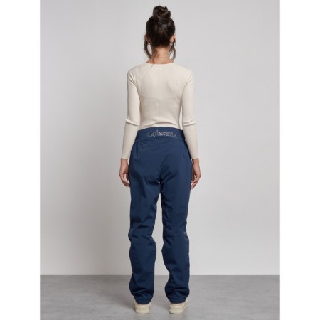 Warmed female trousers, size 48, dark blue color-16