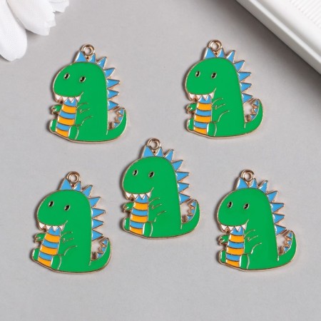 Decor for creativity metal, enamel "Green dragon" gold 2.3x2.8 cm-1