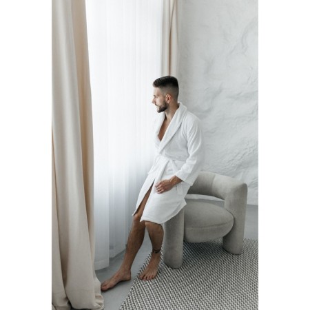 Tainted male bathrobe, size 46, white color-8