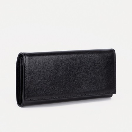 Women's wallet on the button, black color