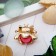 Brooch "God's Laying" mini, pink color in gold