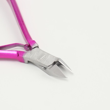 Manicure nippers for cuticle, 9.5 cm, blade length - 9 mm silver/pink color-3