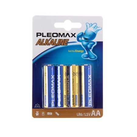 Battery Alkalin Pleomax, AA, LR6-4BL, 1.5V, blister, 4 pcs.