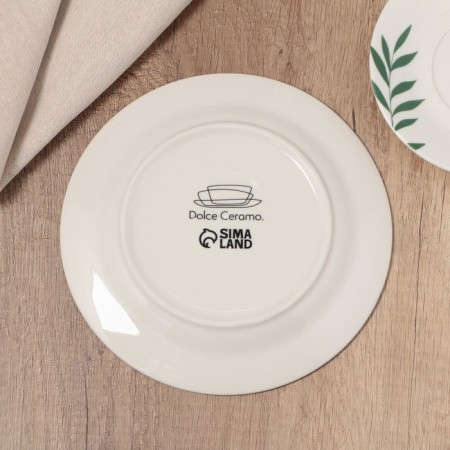 Ceramic “Leaves” plate, 20 cm, white color-3