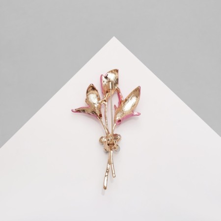 Brooch "Flowers" trio lilies, the color is pink-white in gold-1