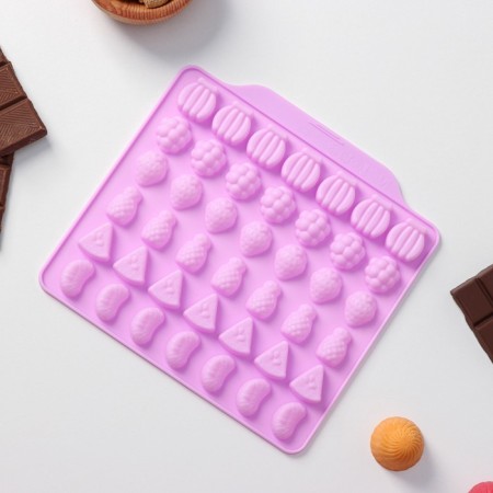 Form for marmalade Dolyan Fruit boom, silicone, 18.5 × 17.5 cm, 42 cells (2.2 × 2.2 cm), pink color-1