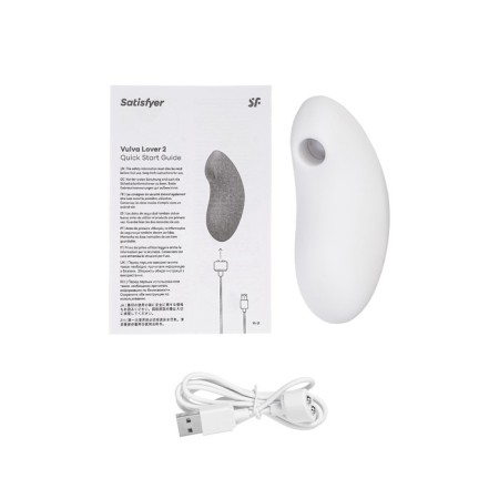 Vacuum-wave contactless stimulator of the Satiffyer Vulva Lover 2 clitoris, silicone, white color-10