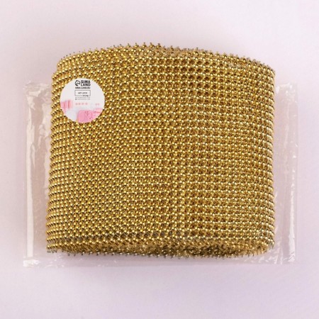 Tape with imitation of convex rhinestones, 11.5 cm, 9 ± 1 m, gold color-3