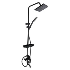 The shower system Zein Z3860, mixer, tropical and hand watering can, shelf, brass, black