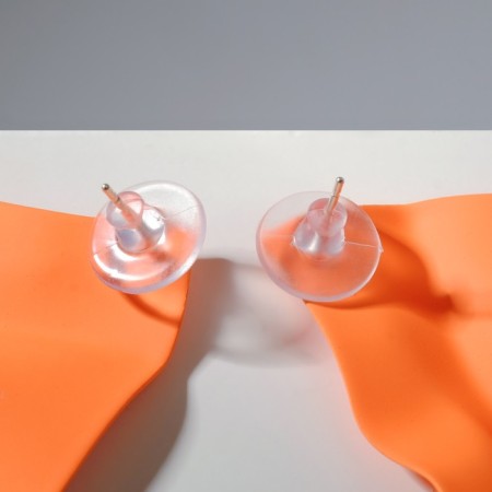 Earrings Metal "brightness" rhombus, orange color-2