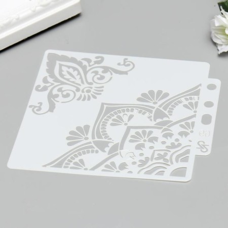Plastic stencil "Eastern drawings" 13x14 cm-1