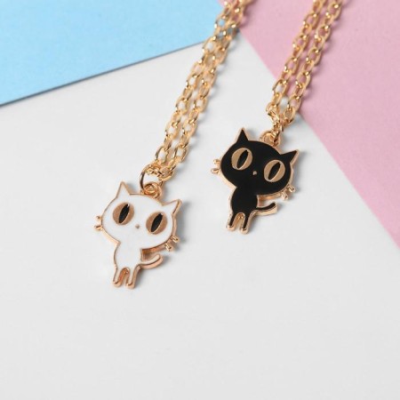 Kulons "Demetrons" cats, black and white color in gold, 45 cm