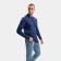 Male polo with long sleeve, dark blue color, size 44 (s)