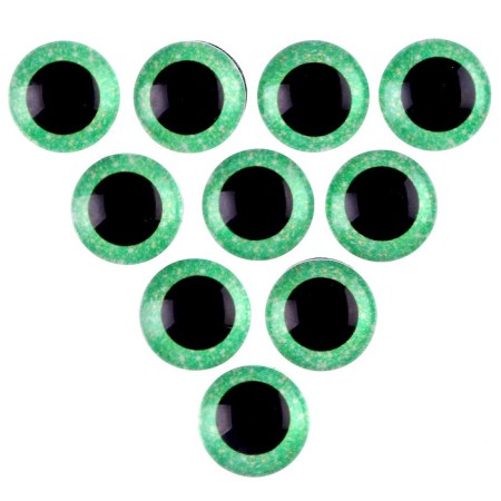 Elose -based eyes, set of 10 pcs., Size 1 pc. - 18 mm, green color with sparkles-1