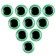 Elose -based eyes, set of 10 pcs., Size 1 pc. - 18 mm, green color with sparkles