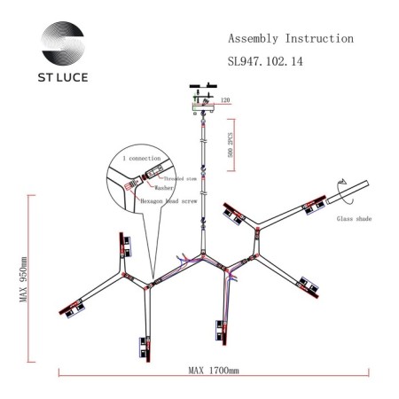 Ceiling Ceiling ST LUCE. SL947.102.14. Laconicita. 14x5 watts, G9, 40x160x73 cm, silver color-20
